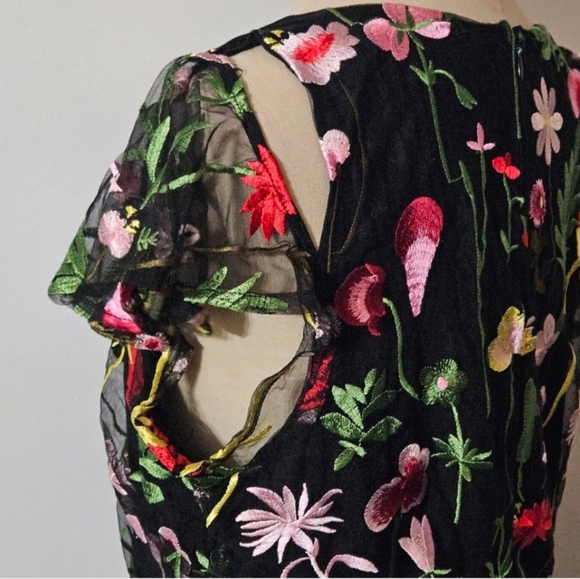 Sam Edelman Women's Fresh Cut Embroidery Cold Shoulder Midi Dress NWT size 10 - Picture 4 of 14